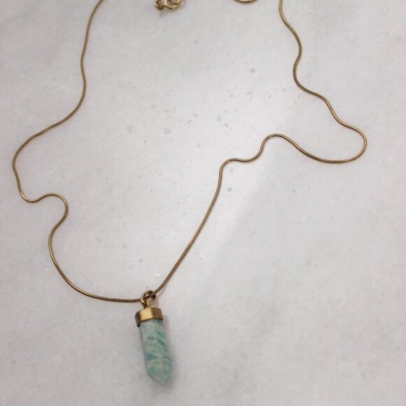 Isabel Marant Teal Quartz Stone Pendant Necklace